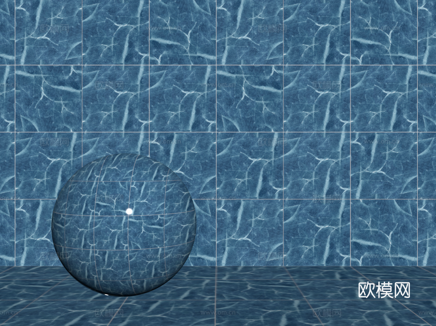 现代蓝色瓷砖 厨房瓷砖 洗手间瓷砖 地砖 墙砖su模型