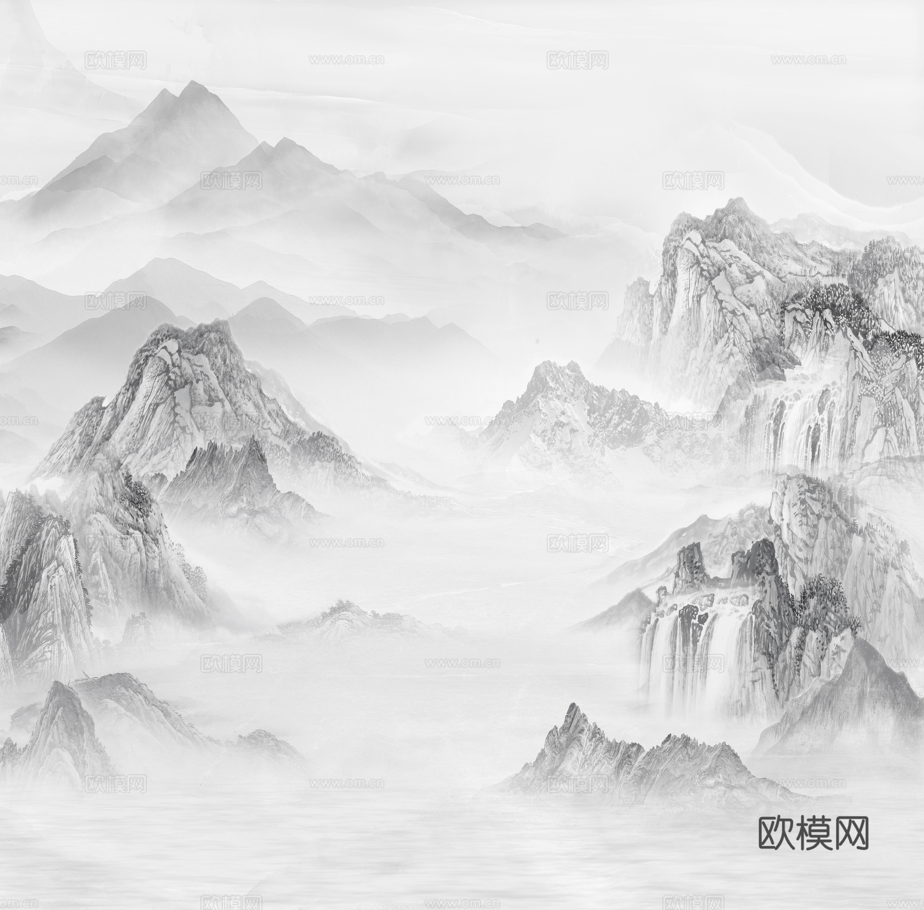中式轻奢山水大理石 山脉风景大理石贴图