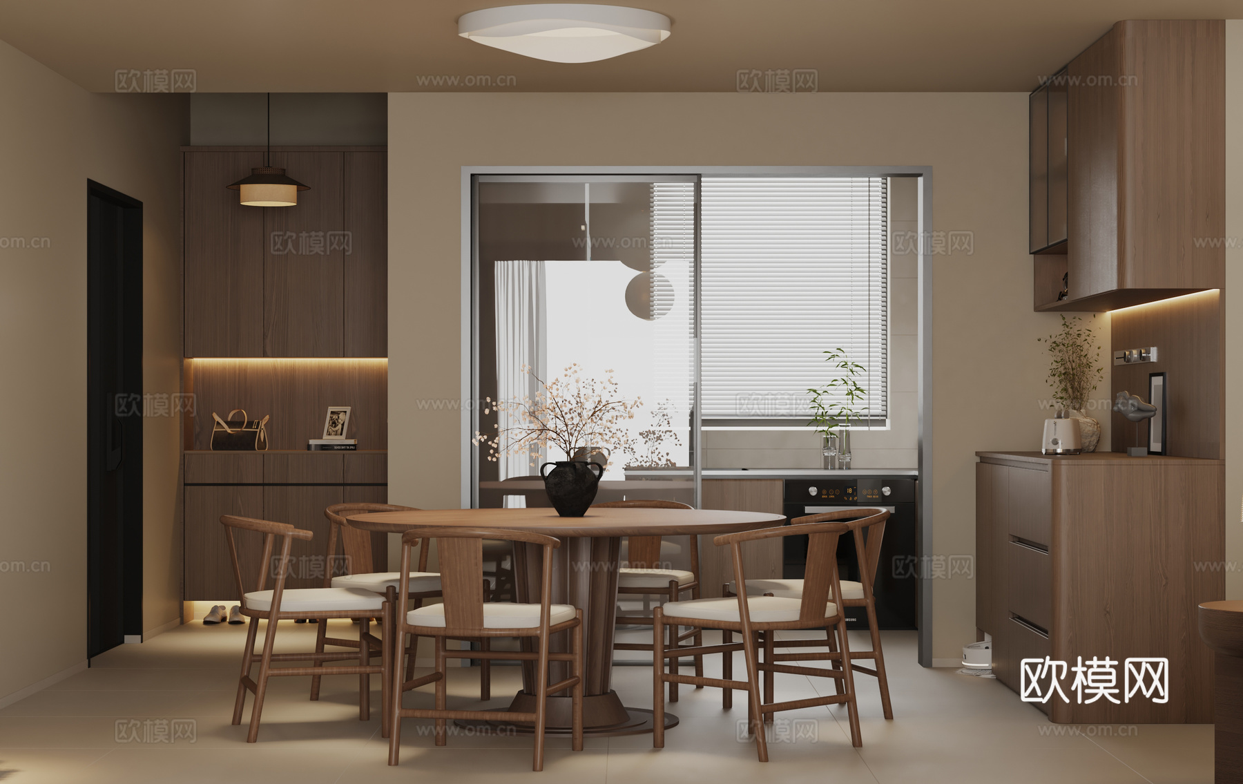 宋代美学客餐厅叠墅3d模型下载（渲染图4）