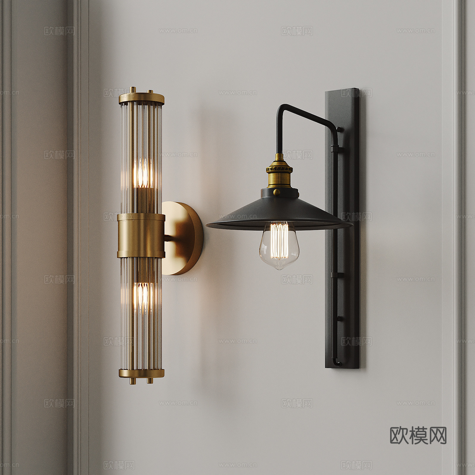 工业风LOTF壁灯 金属壁灯 黄铜壁灯su模型