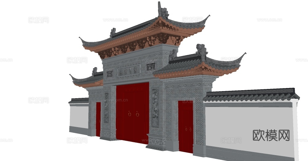 中式门头su模型