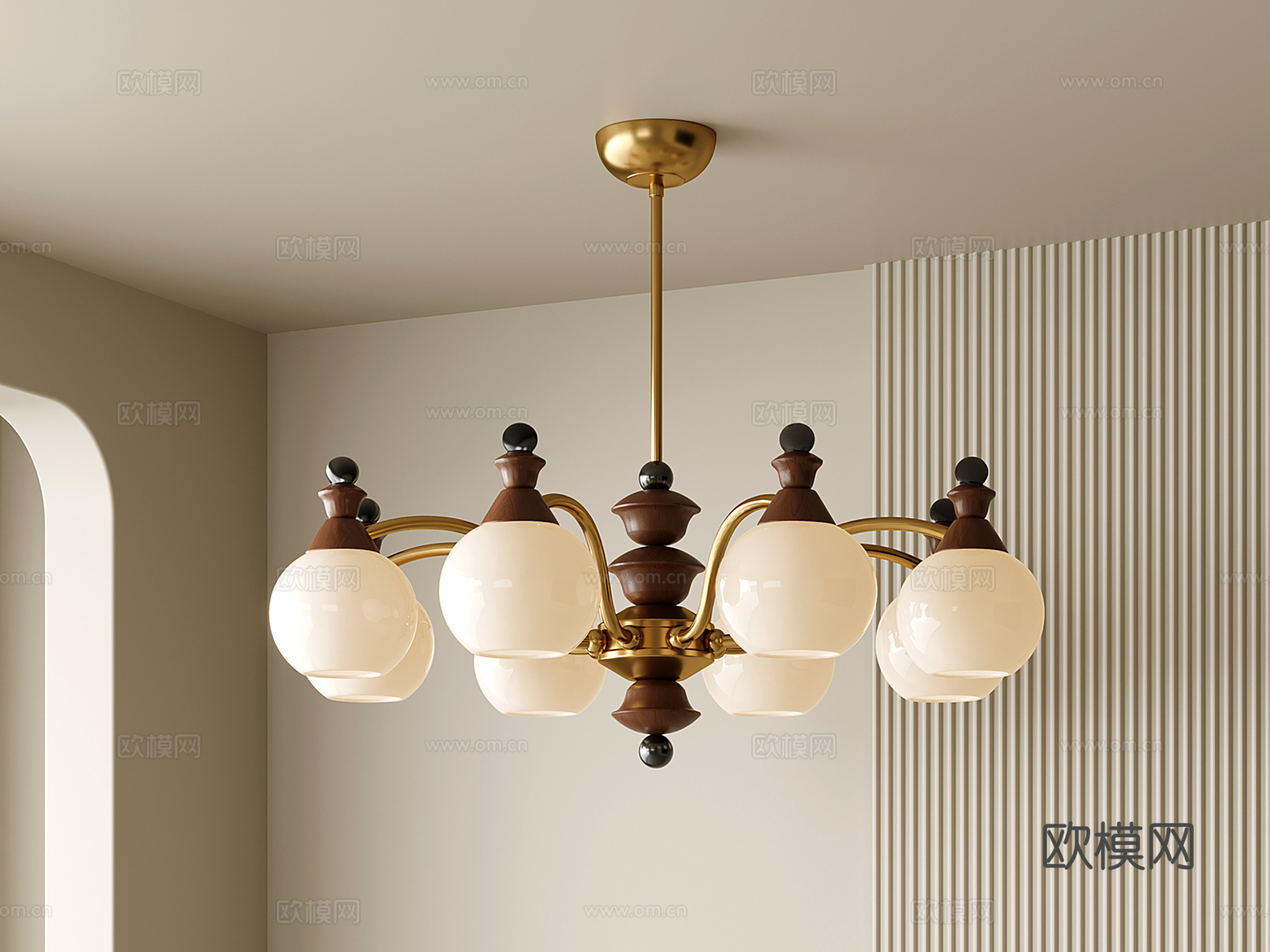 法式餐厅吊灯 中古吊灯 八头吊灯 客厅吊灯 餐厅吊灯su模型