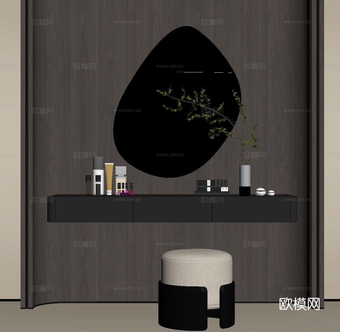 现代意式梳妆台 现代意式隔断su模型