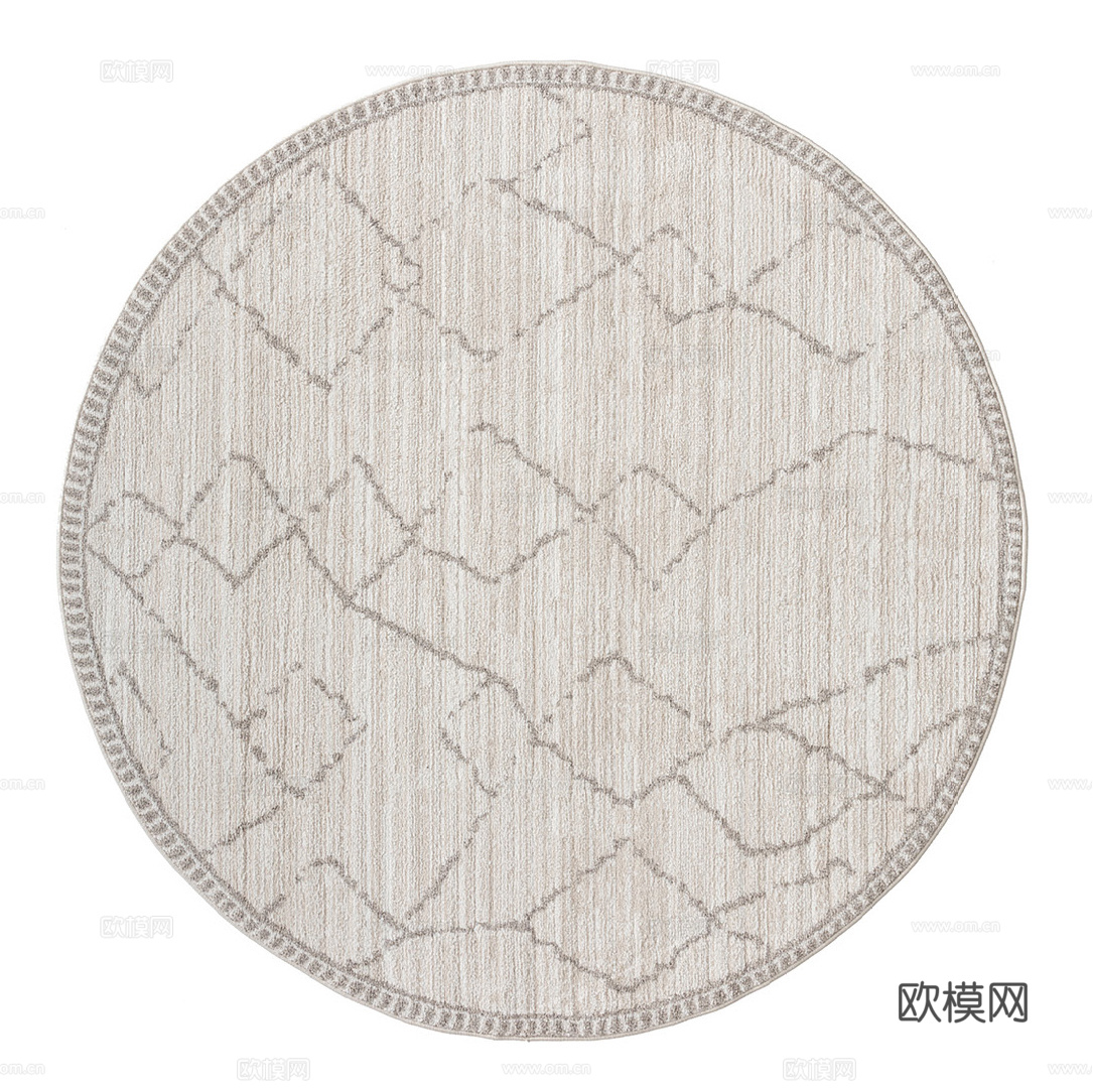 米色不规则条纹圆形地毯贴图