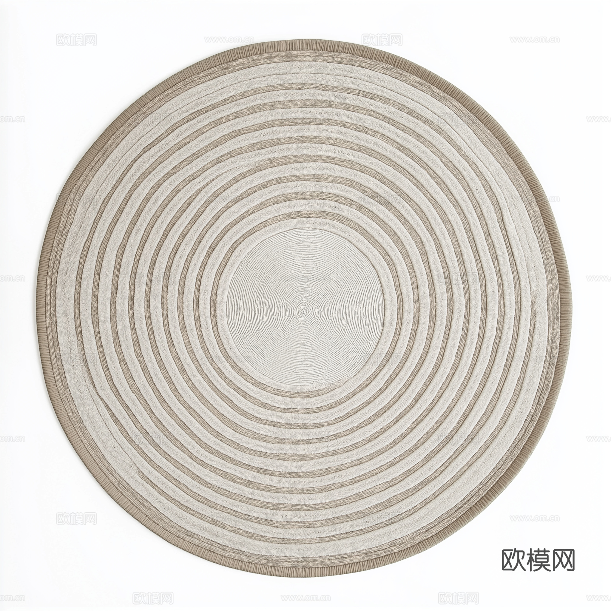 米色不规则条纹圆形地毯贴图