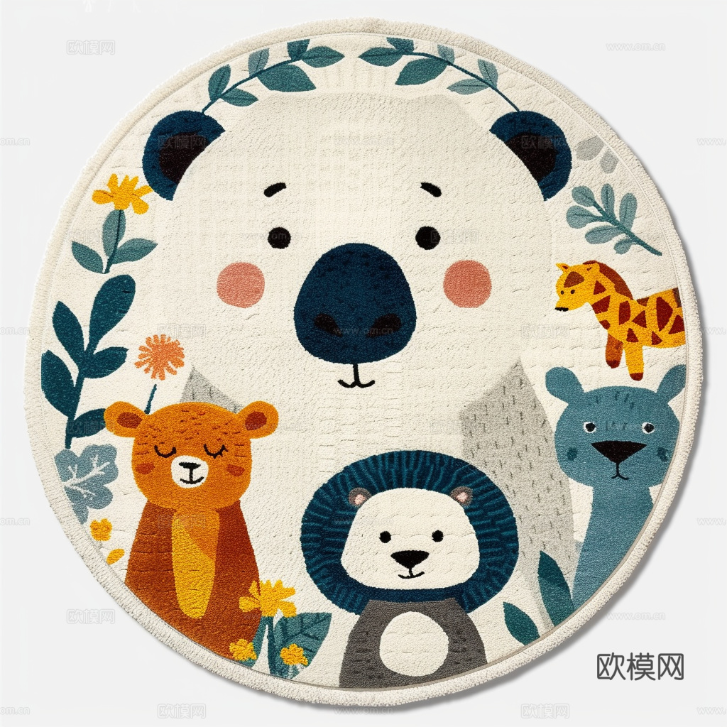 圆形儿童卡通地毯贴图