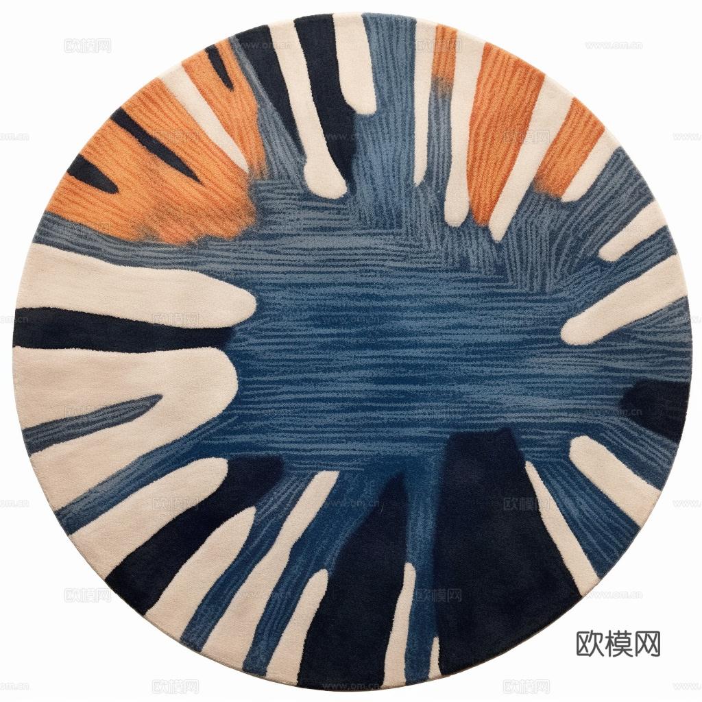 意式轻奢圆形地毯贴图