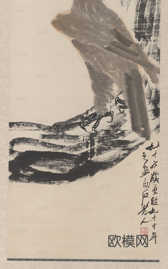 齐白石写意水墨画，近现代水墨画 老鹰2