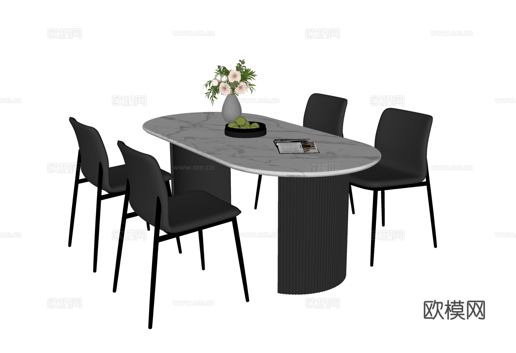 意式餐桌椅 餐桌su模型