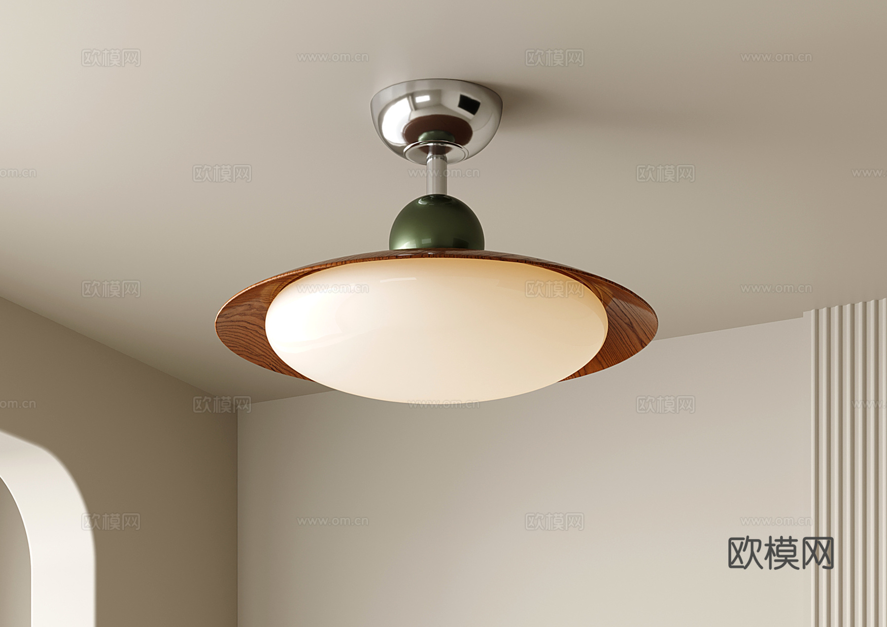 中古圆盘吸顶灯 复古卧室吸顶灯 餐厅吸顶灯su模型