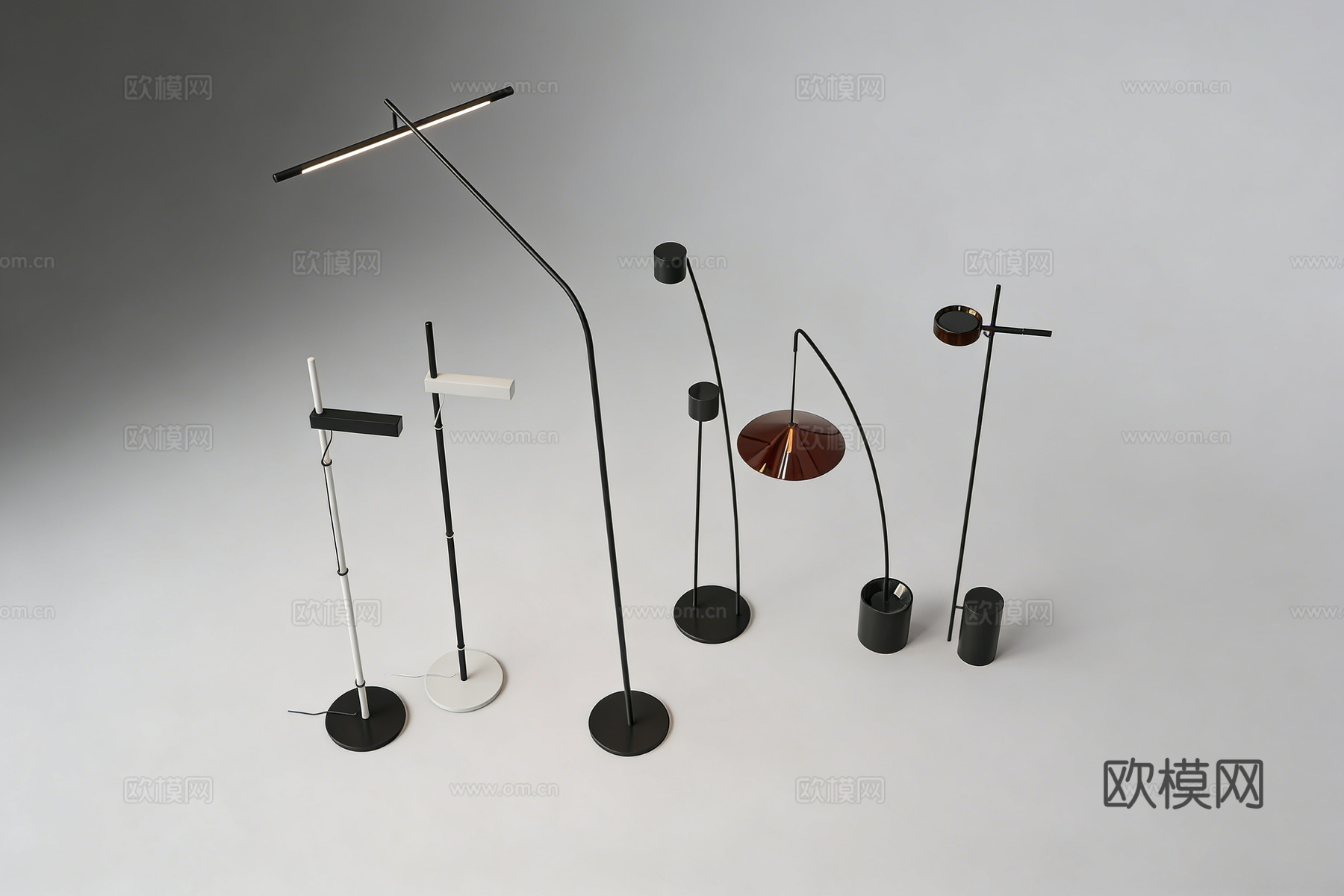现代简约可调节灯具 落地灯 钓鱼灯 长条灯 几何造型su模型