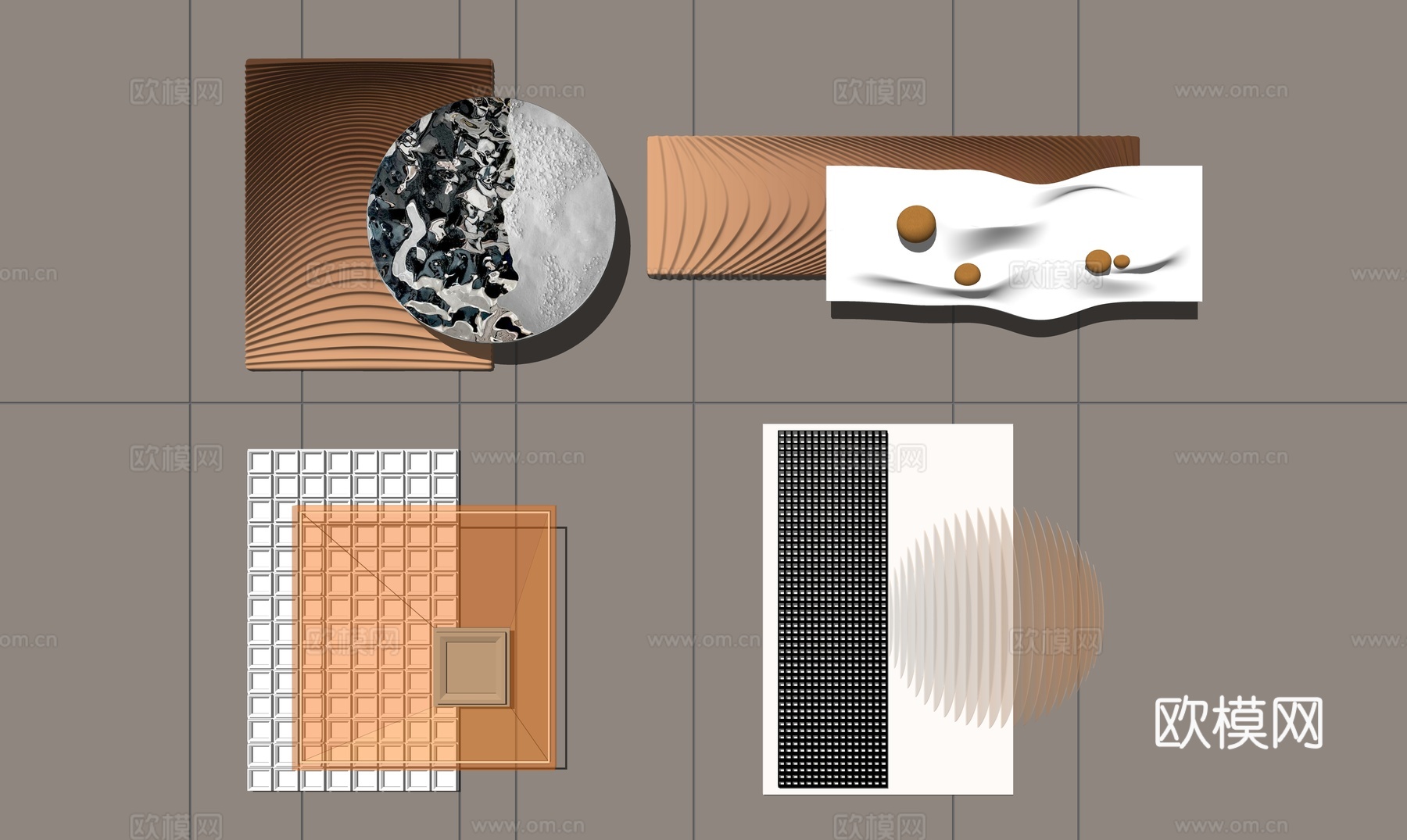 现代立体装饰画su模型