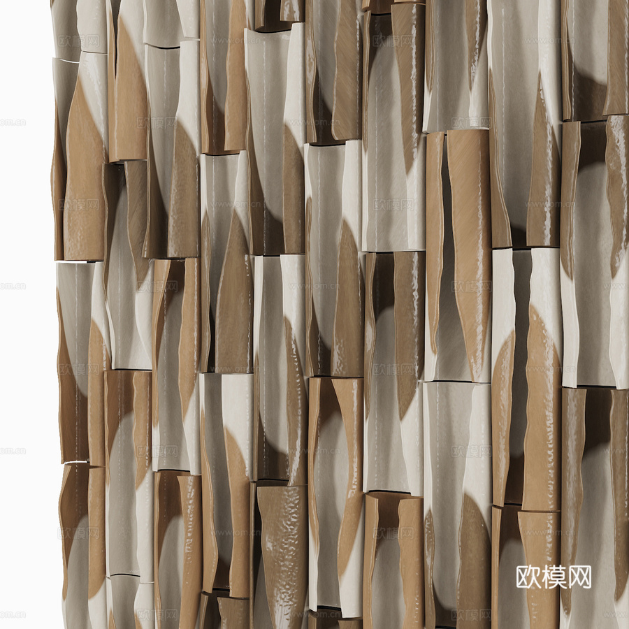 白色波浪墙3d模型下载（渲染图2）