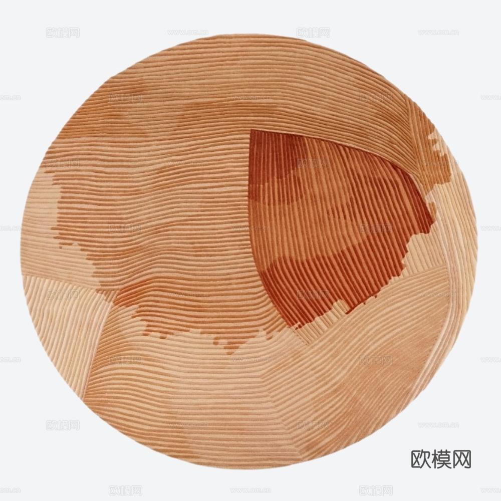 米色不规则条纹圆形地毯贴图