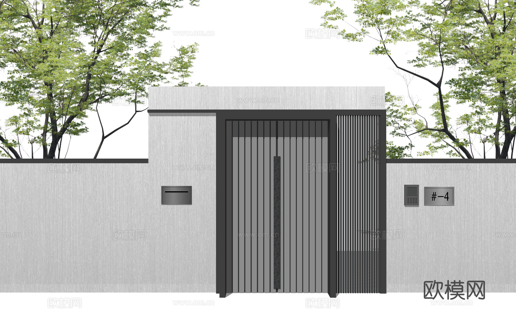 庭院门 门 庭院 屋顶花园 庭院灯 水池 造景 微景观su模型