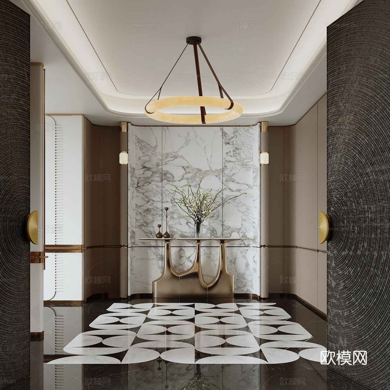 轻奢玄关 别墅玄关 过道玄关 门厅3d模型下载