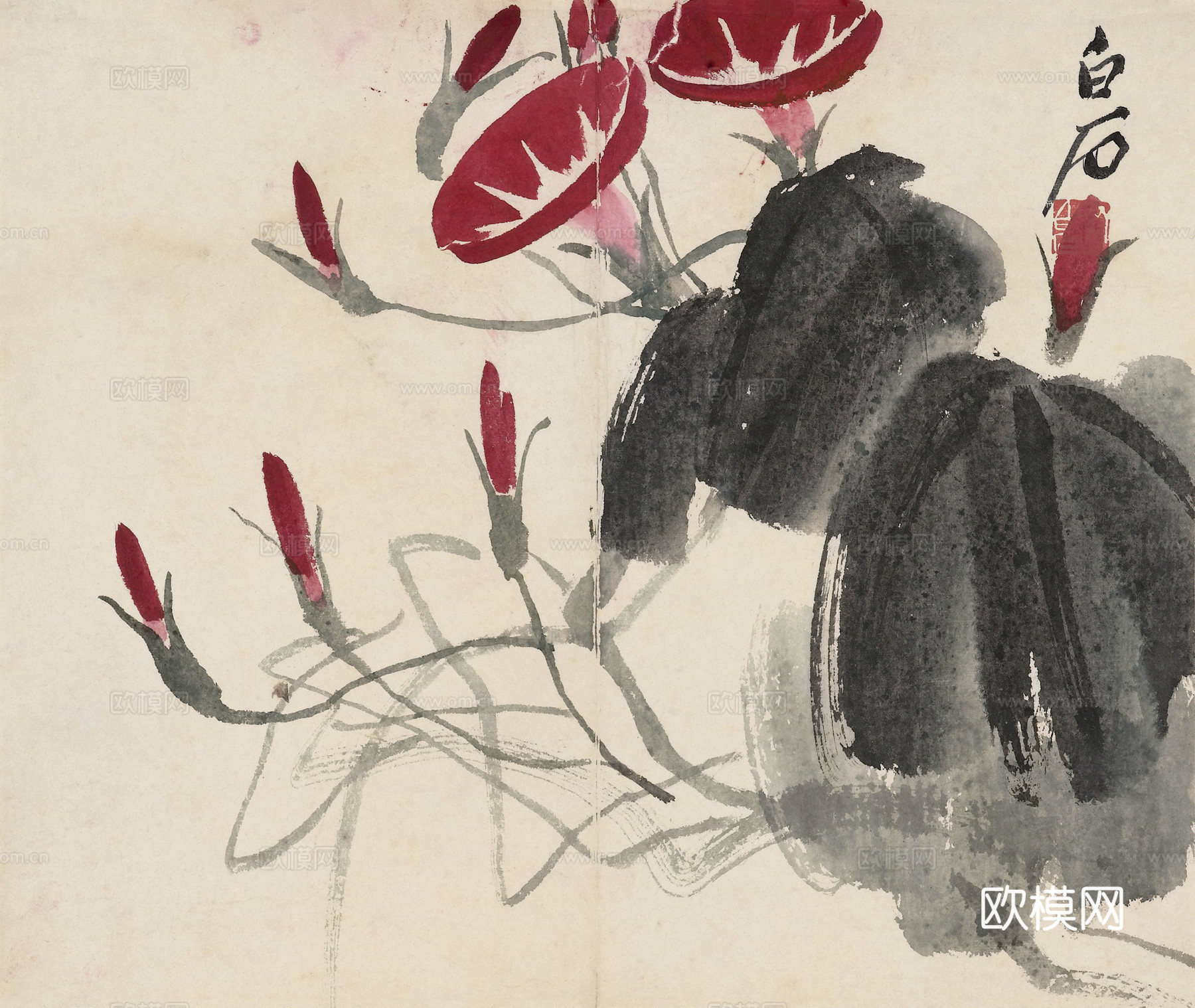 齐白石写意水墨画，近现代水墨画-1