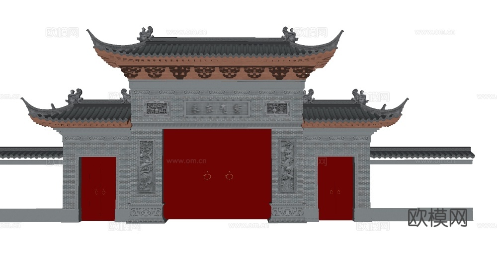 中式门头su模型