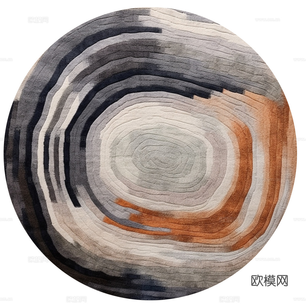 现代轻奢毛绒圆形地毯贴图