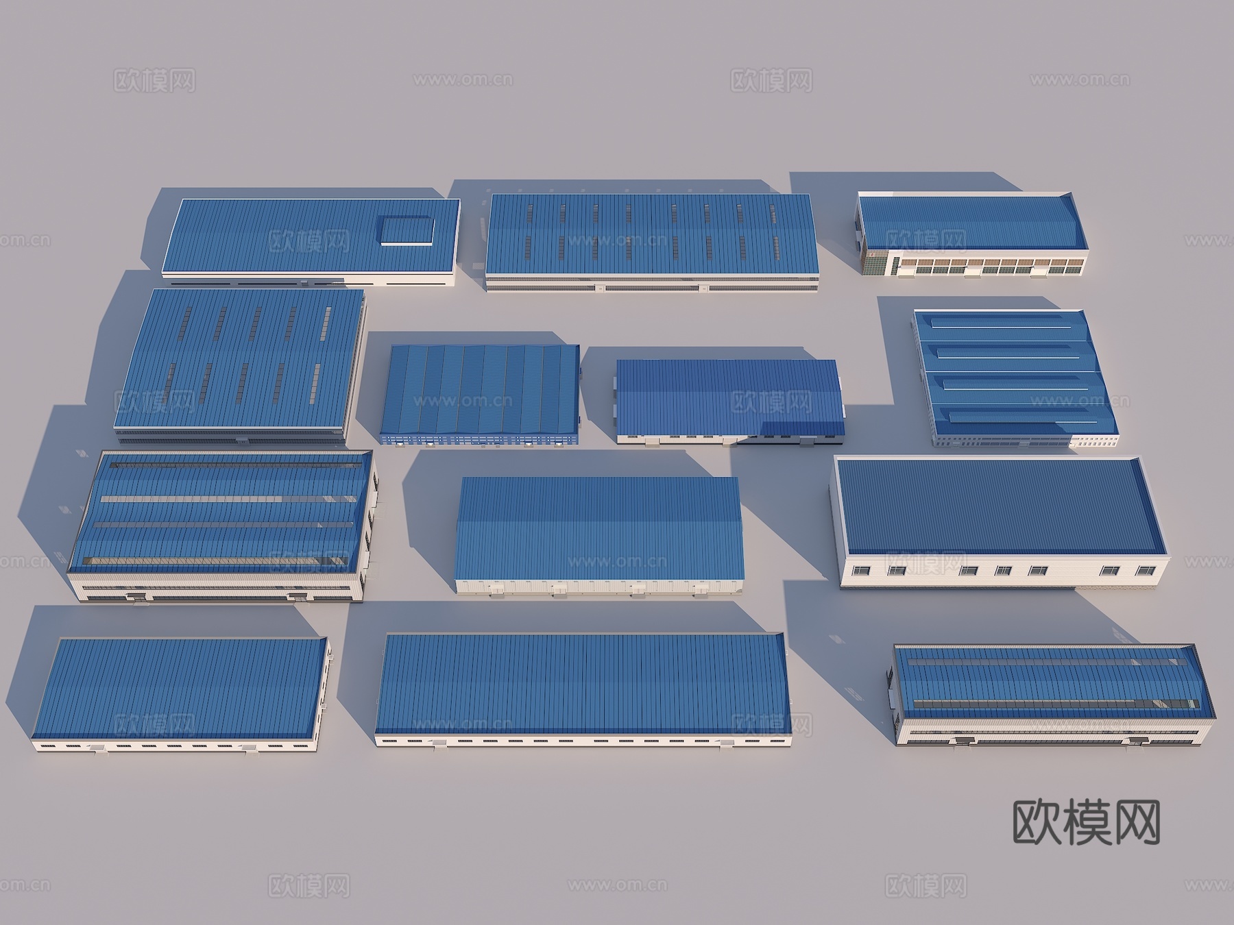 工业厂房 现代厂房建筑 现代厂房办公楼 钢结构厂房 工厂su模型