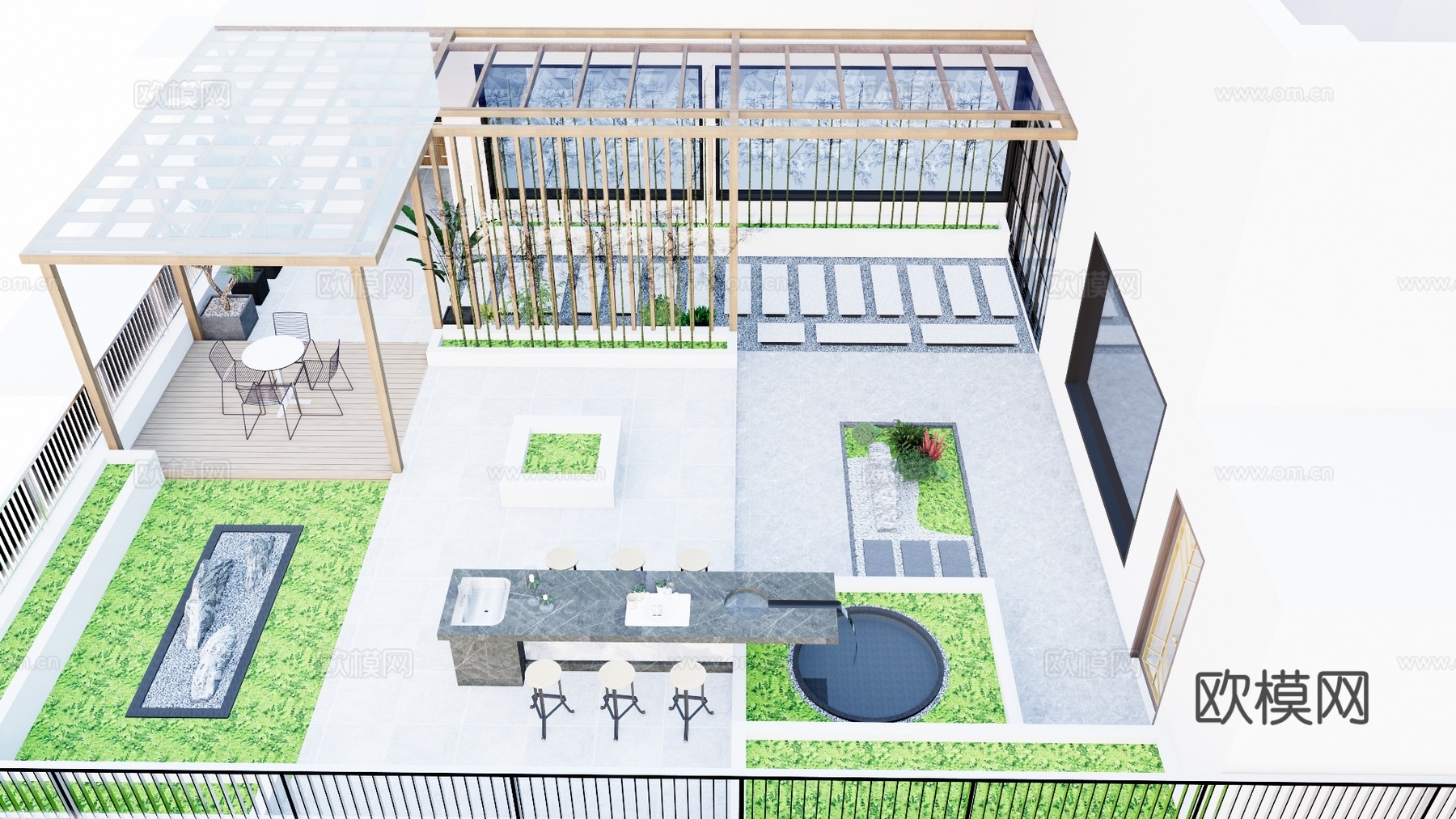 微景观 室内景观 水景 景观 庭院 阳光房 屋顶花园su模型