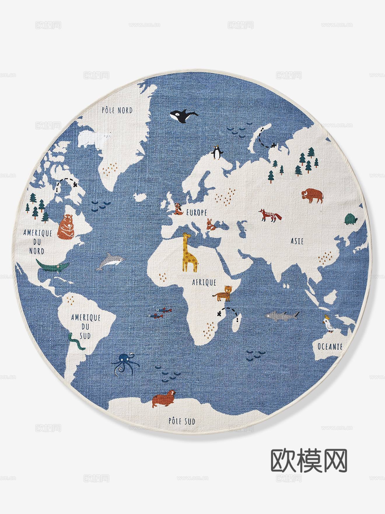 圆形儿童卡通地毯贴图