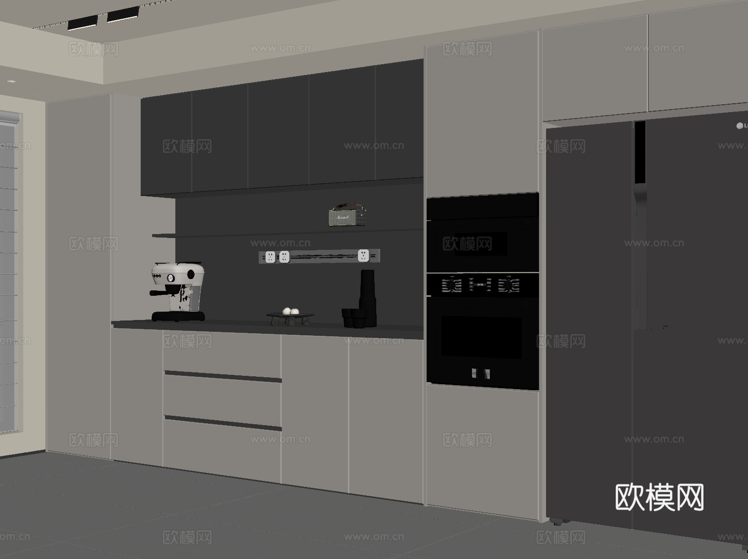 现代意式餐边柜su模型