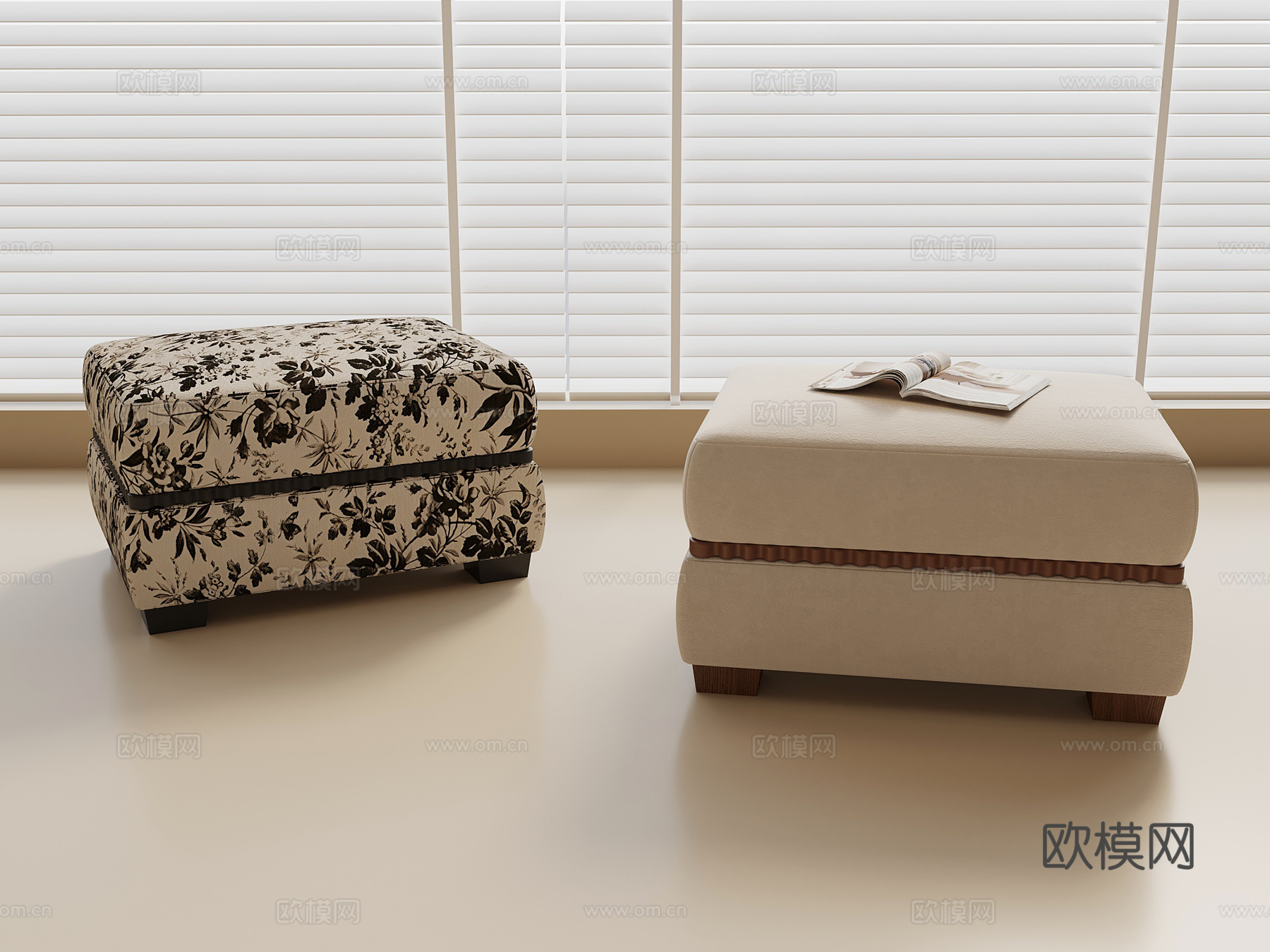 法式中古凳子 沙发凳 换鞋凳su模型