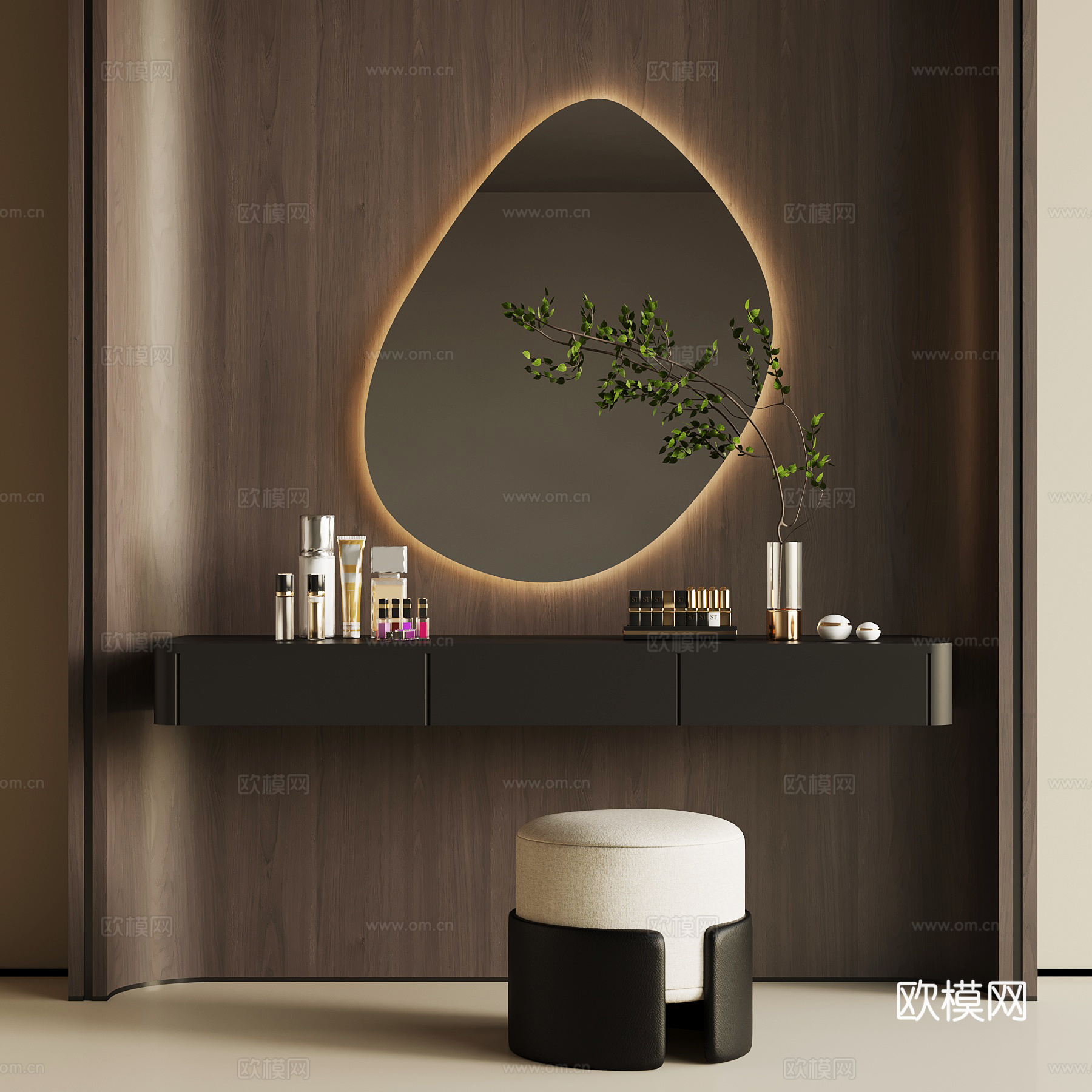 现代意式梳妆台 现代意式隔断su模型