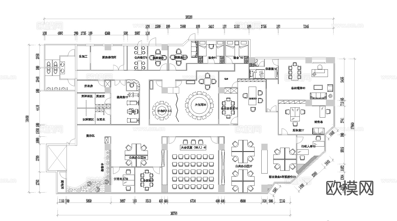 新中式办公室 最新全套施工图合集cad施工图
