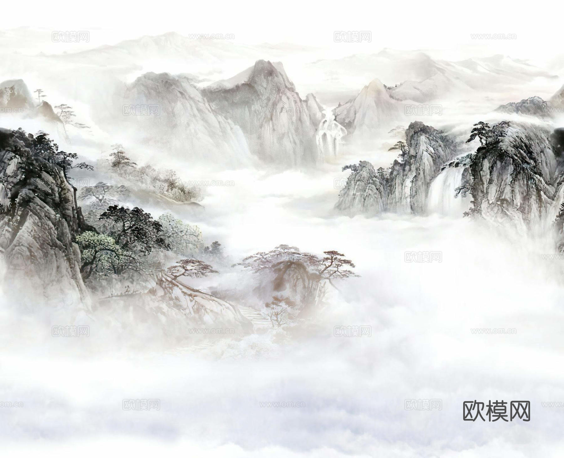 中式轻奢山水大理石 山脉风景大理石贴图