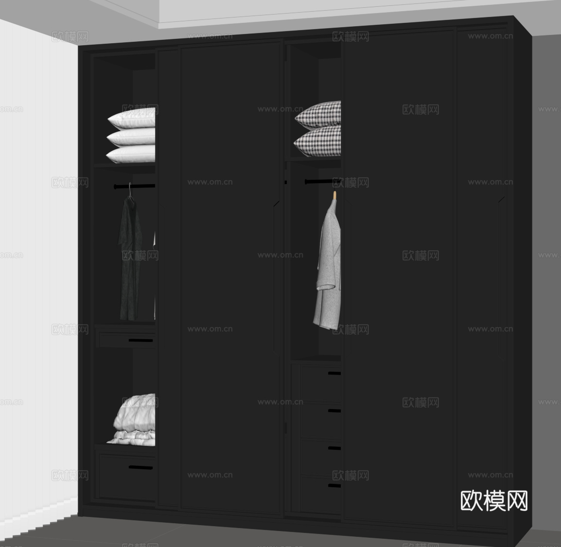 现代意式衣柜su模型