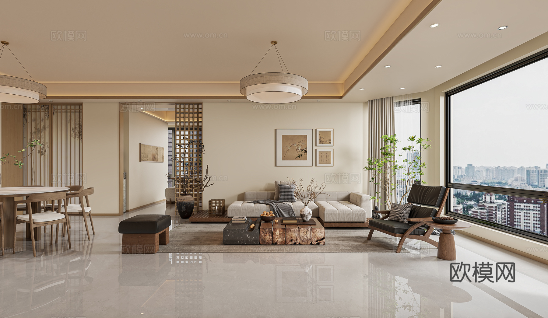 客厅3d模型下载（渲染图1）