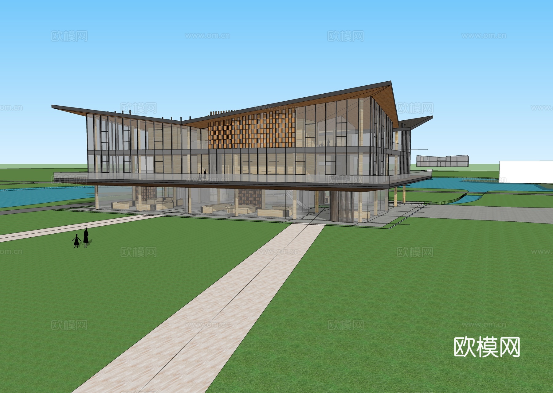 现代游客中心  游客驿站建筑su模型