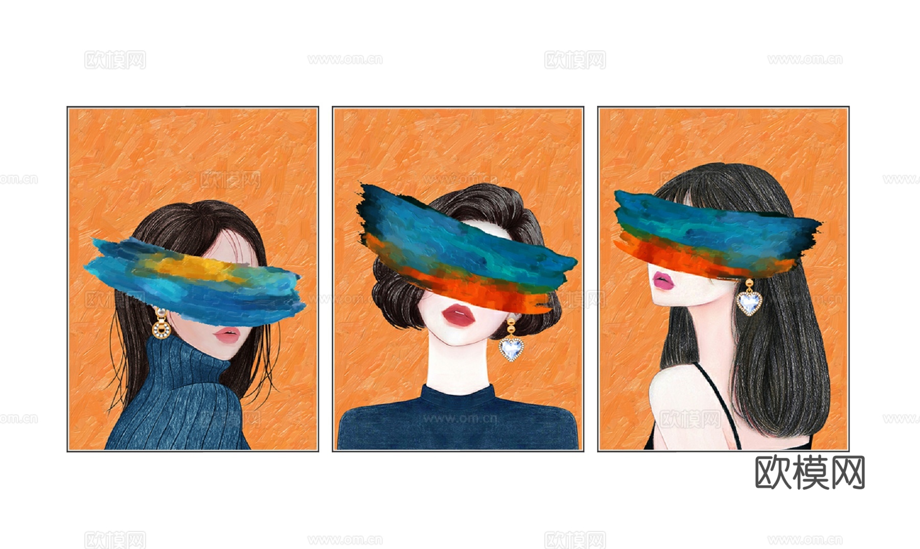 现代人物装饰画su模型