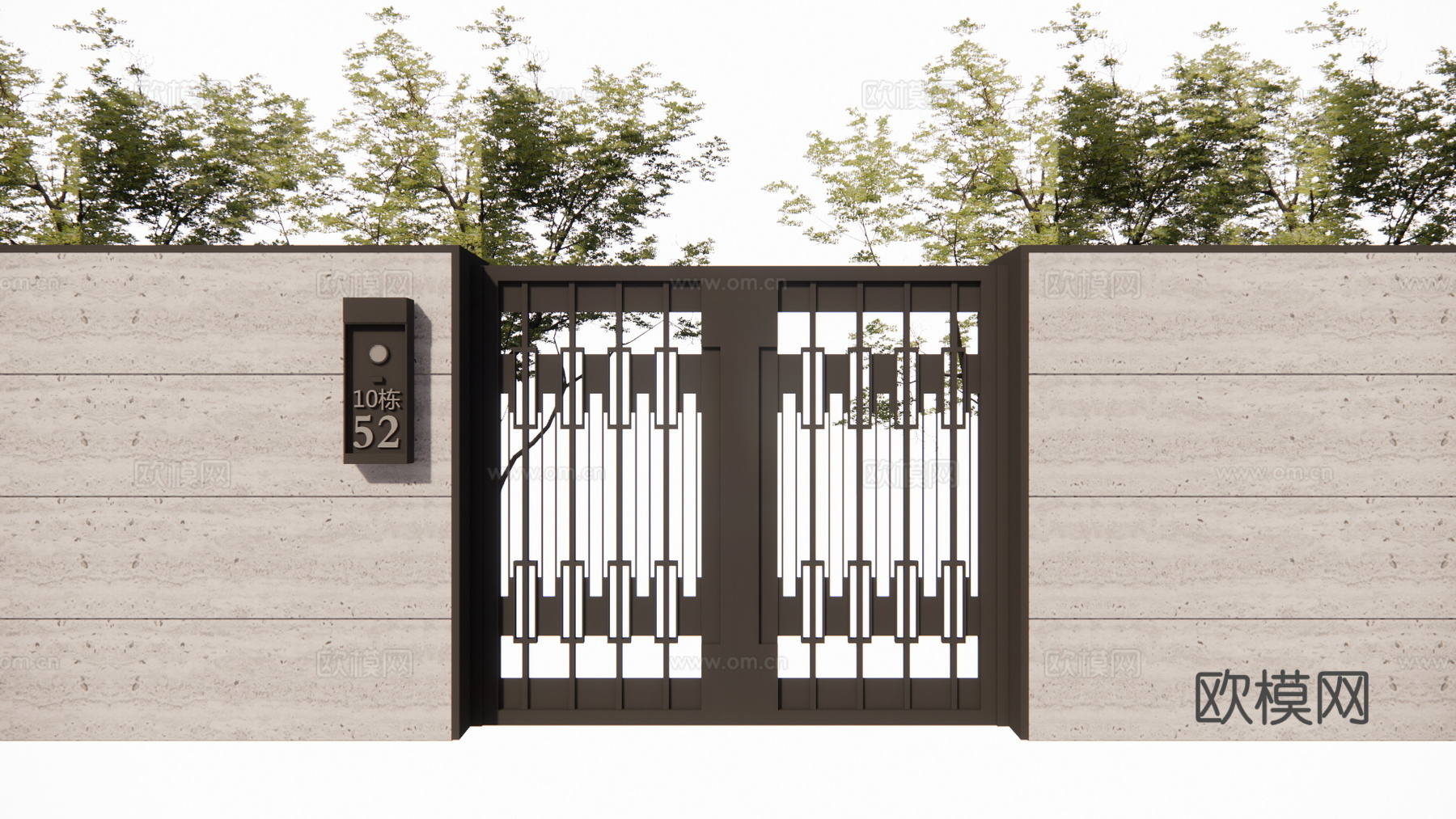 庭院门 门 庭院 屋顶花园 庭院灯 水池 造景 微景观su模型