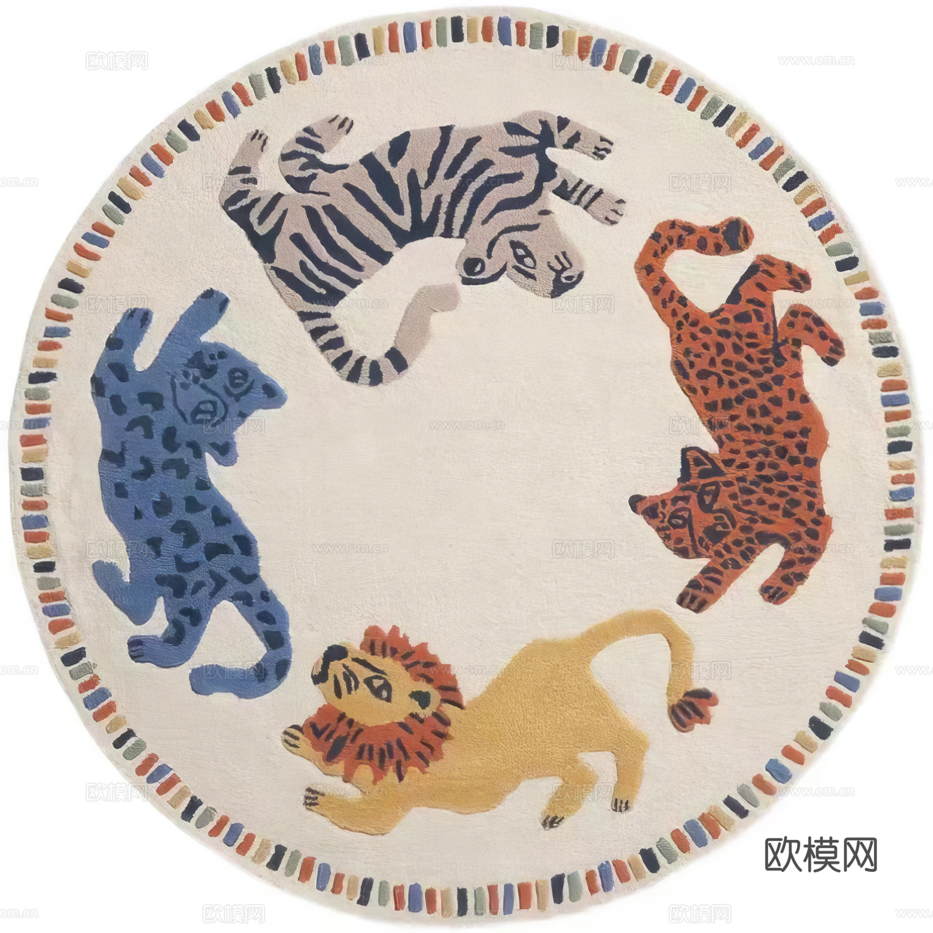 圆形儿童卡通地毯贴图