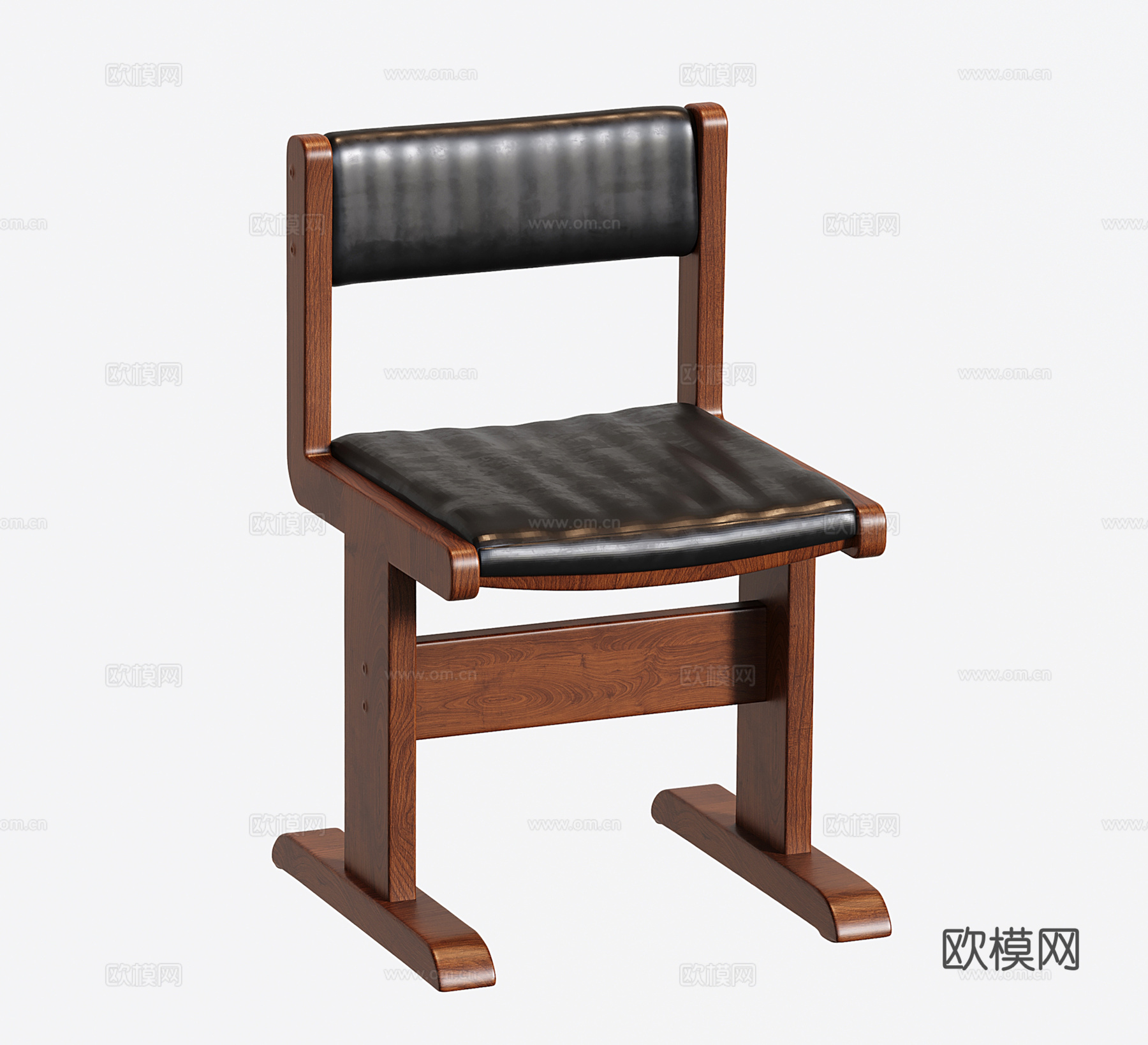 中古实木餐椅 休闲书桌椅 复古单椅su模型