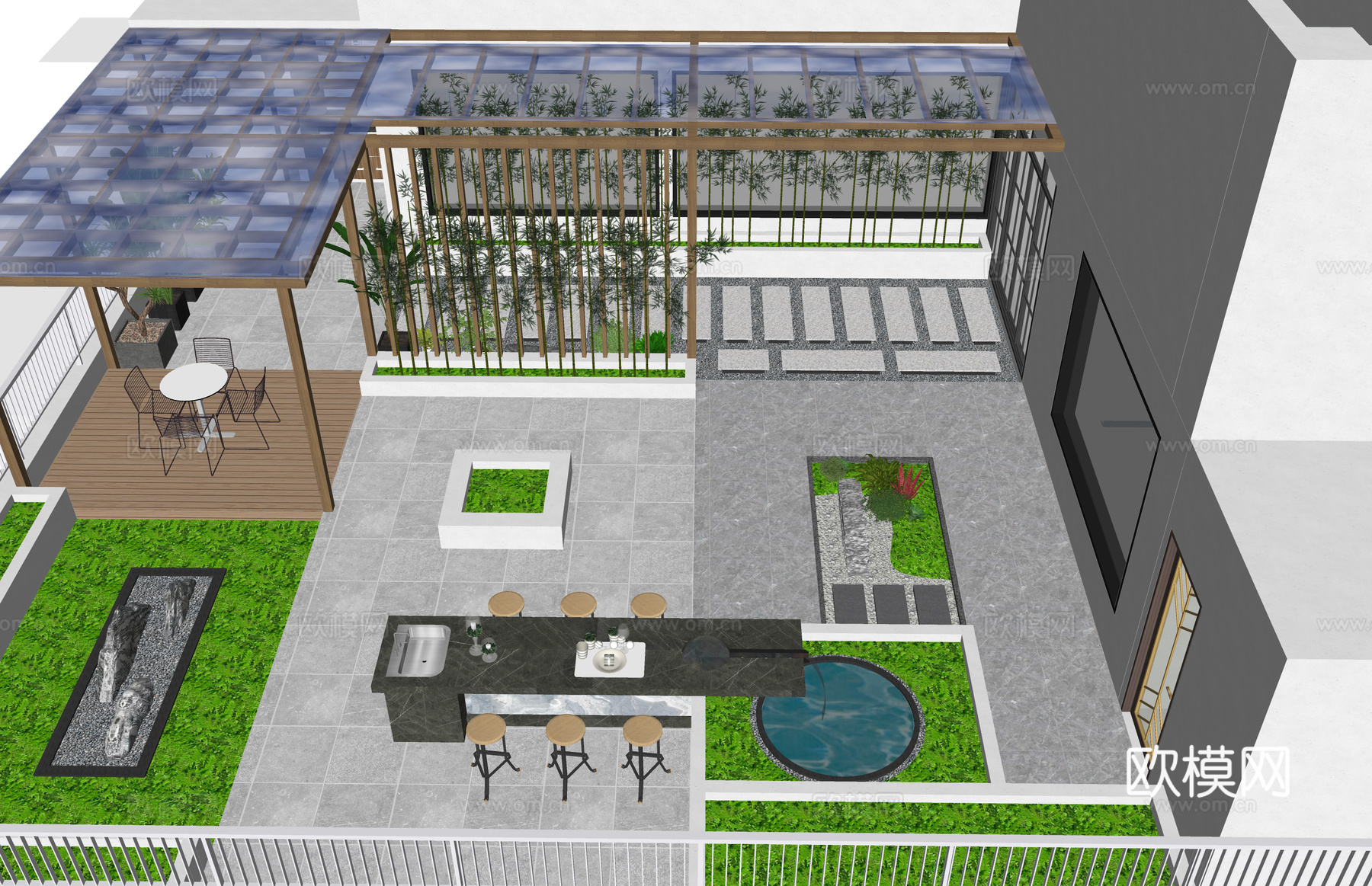 微景观 室内景观 水景 景观 庭院 阳光房 屋顶花园su模型