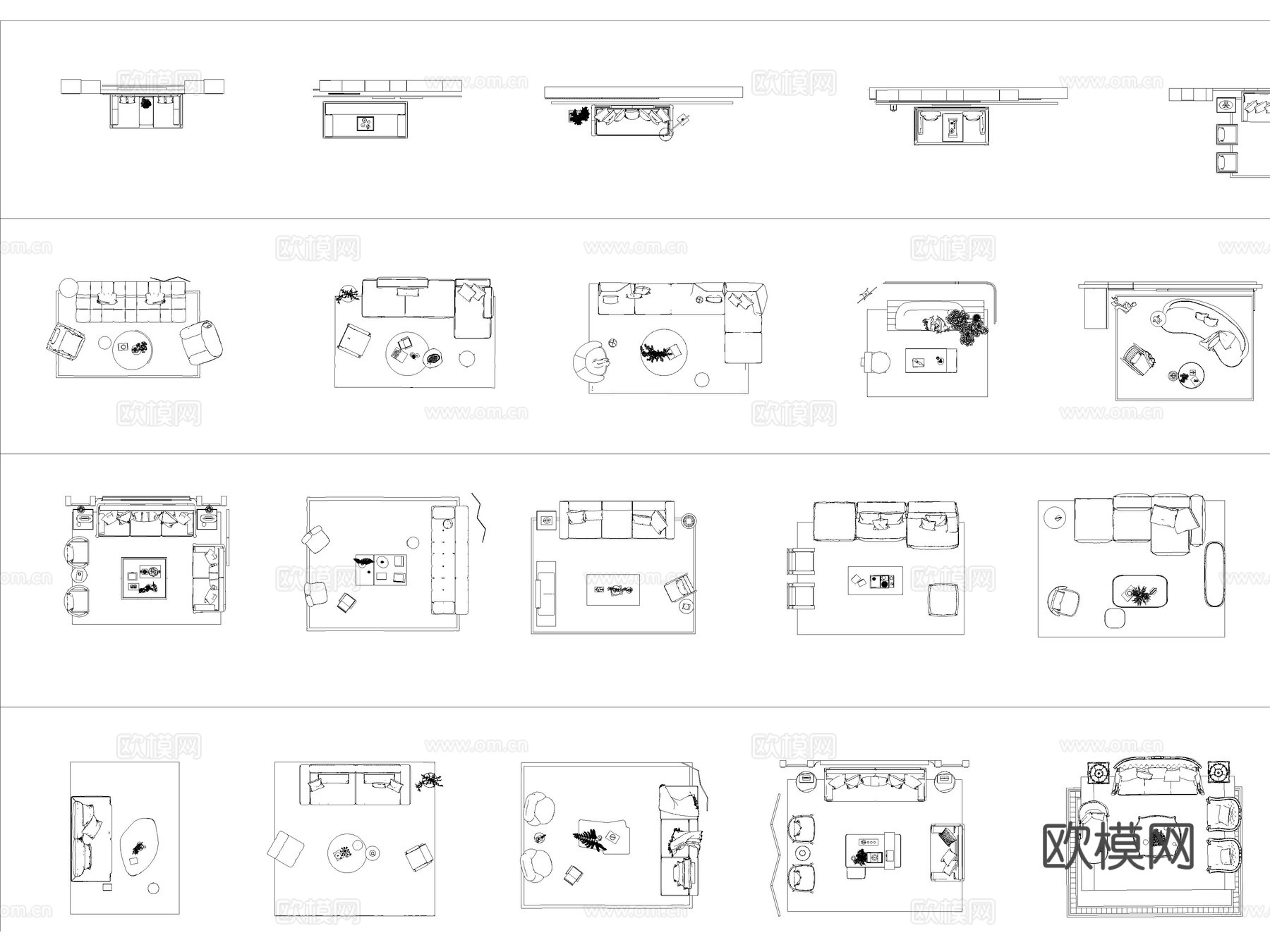 沙发 茶几 地毯 组合沙发 沙发组合cad施工图