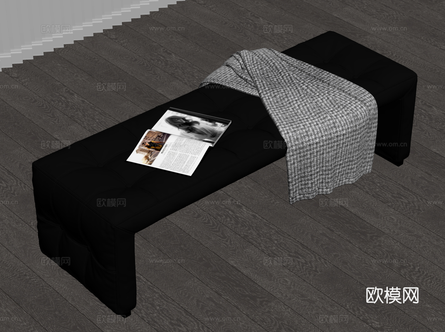 现代意式换鞋凳 床尾凳 沙发凳su模型