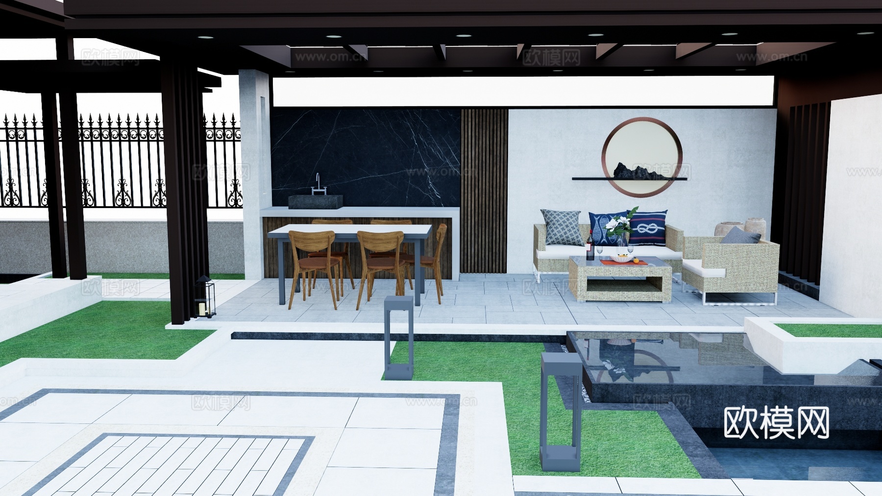 微景观 室内景观 水景 景观 庭院 阳光房 屋顶花园su模型