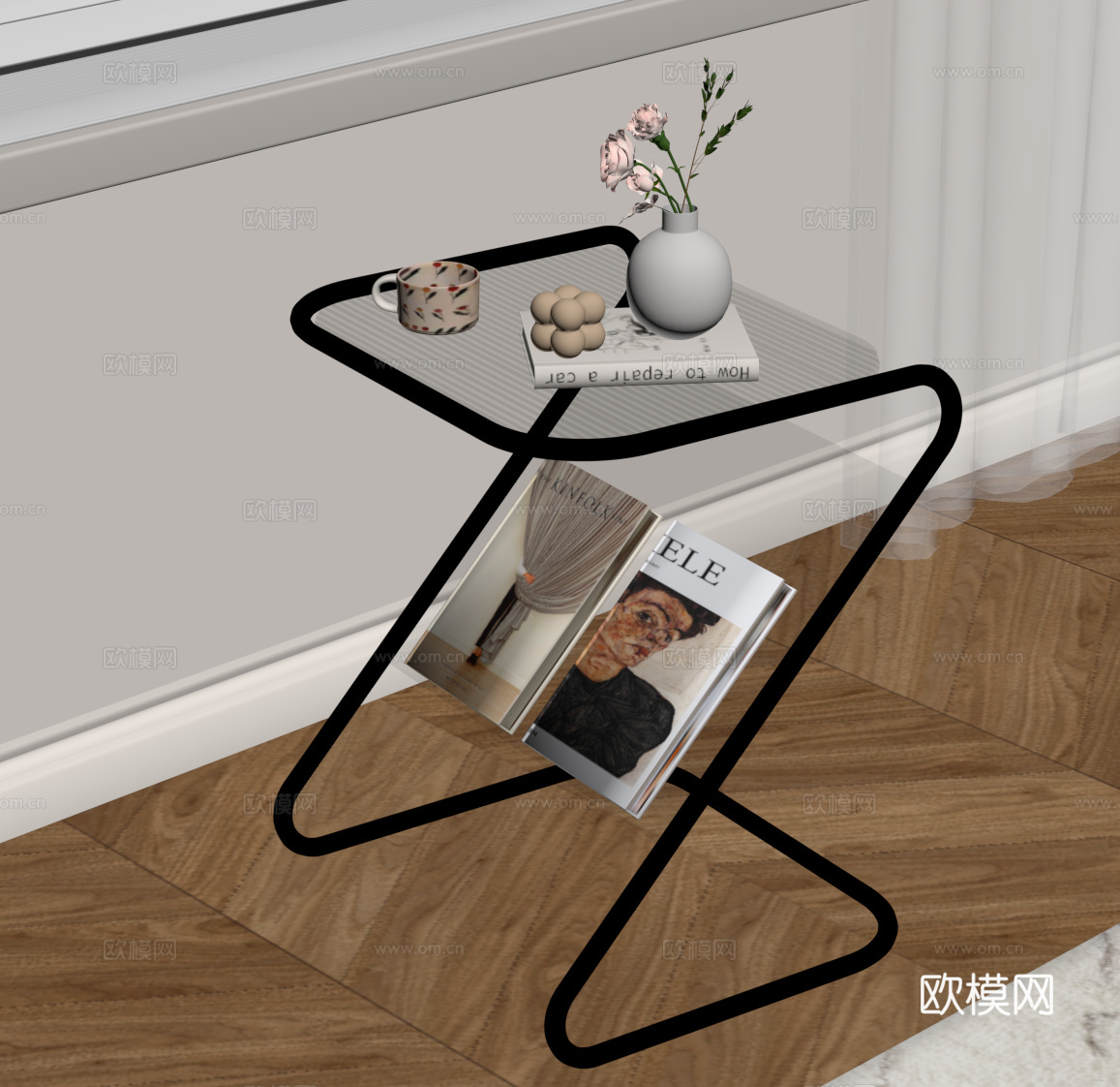 现代意式边几 角几su模型