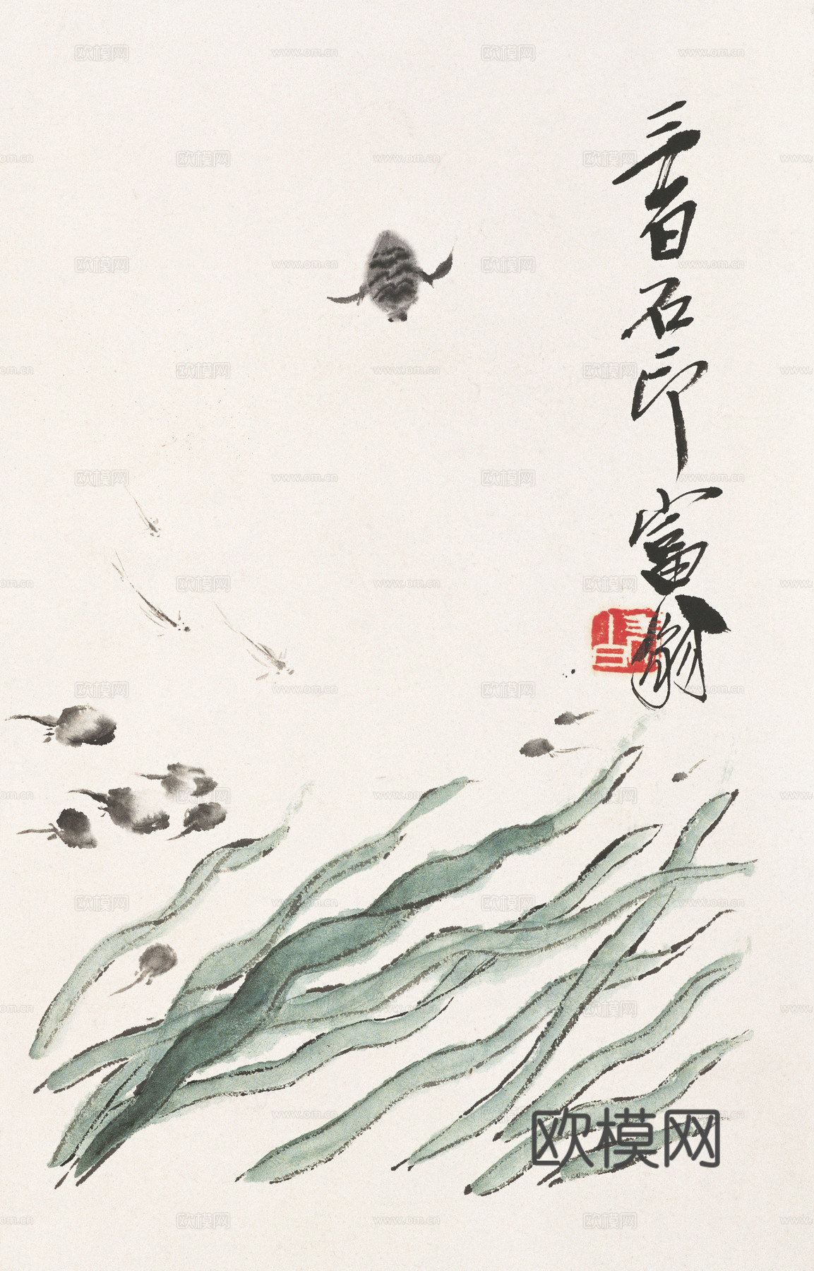 齐白石写意水墨画，近现代水墨画63