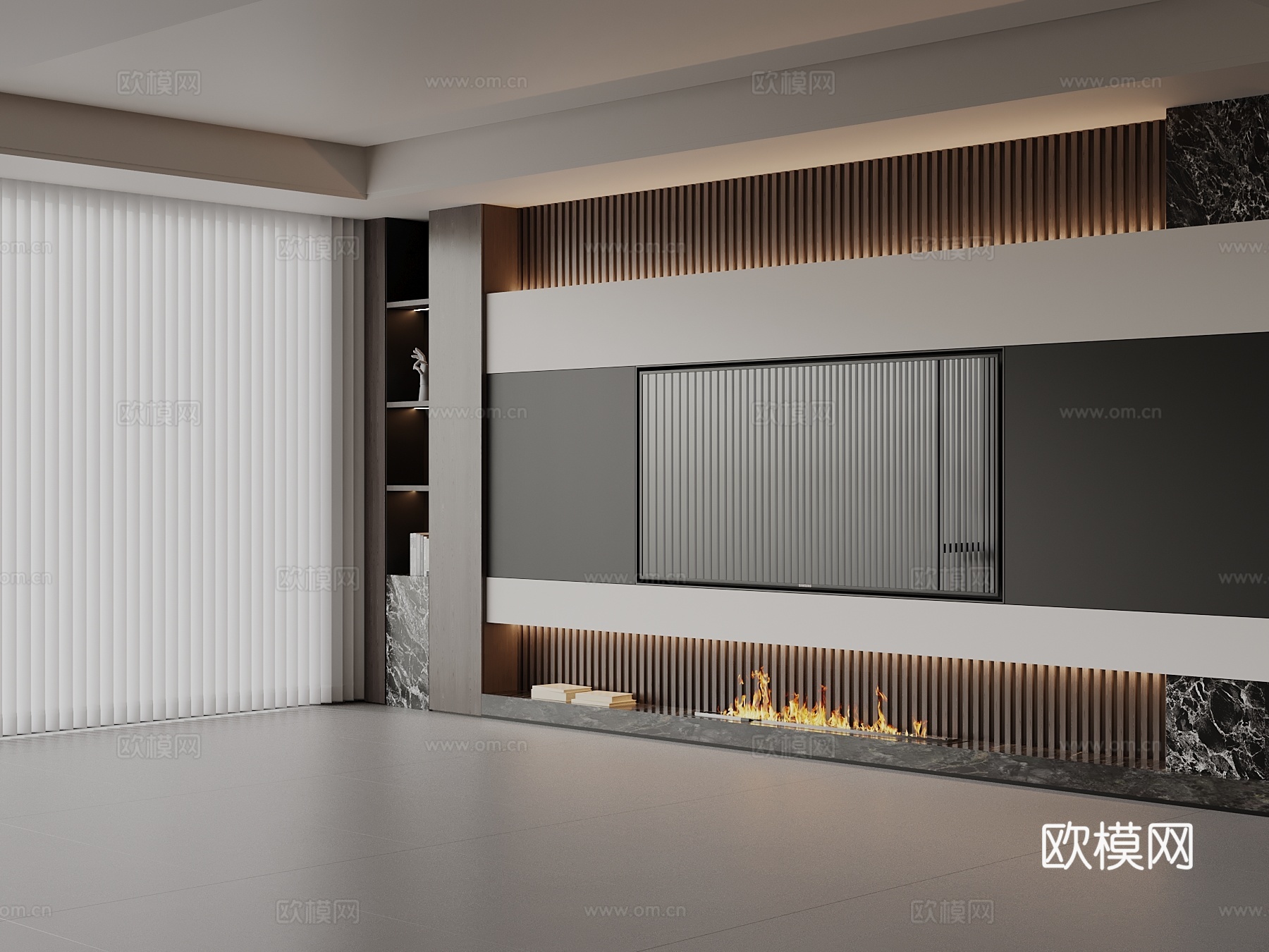 现代意式电视墙su模型