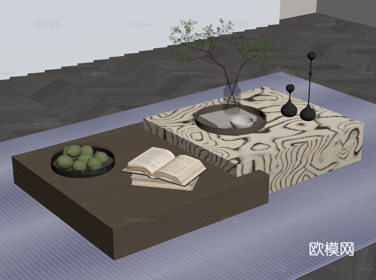 现代意式茶几su模型下载（渲染图2）