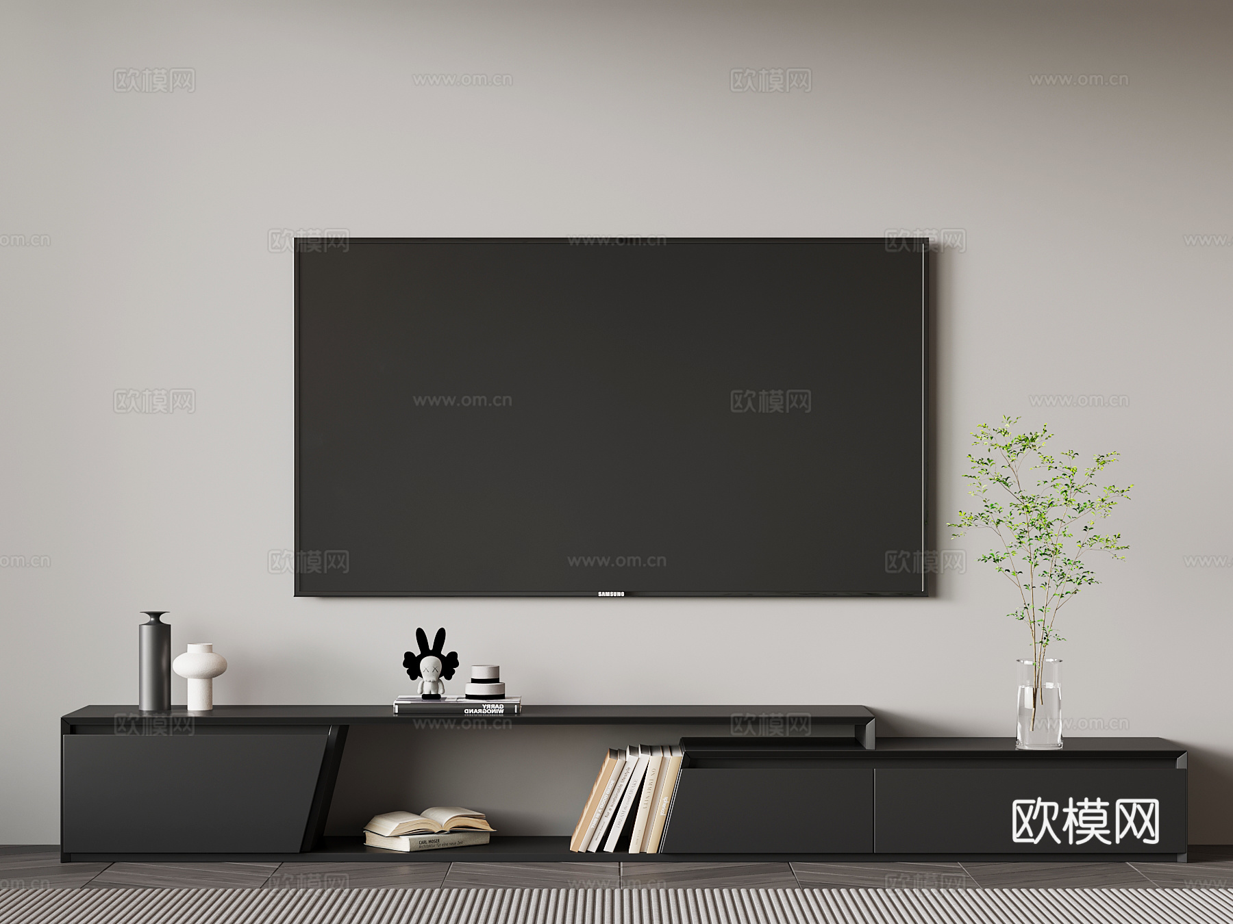 现代意式电视柜su模型