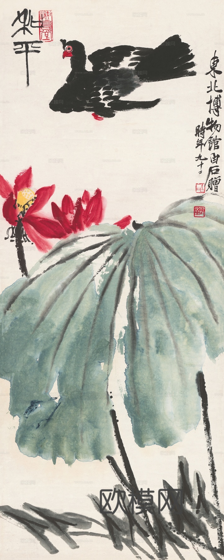 齐白石写意水墨画，近现代水墨画和平图