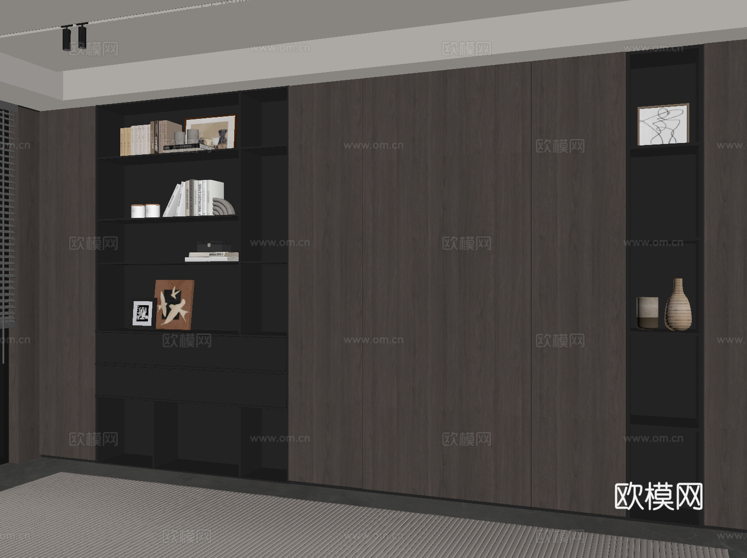 现代意式书柜su模型