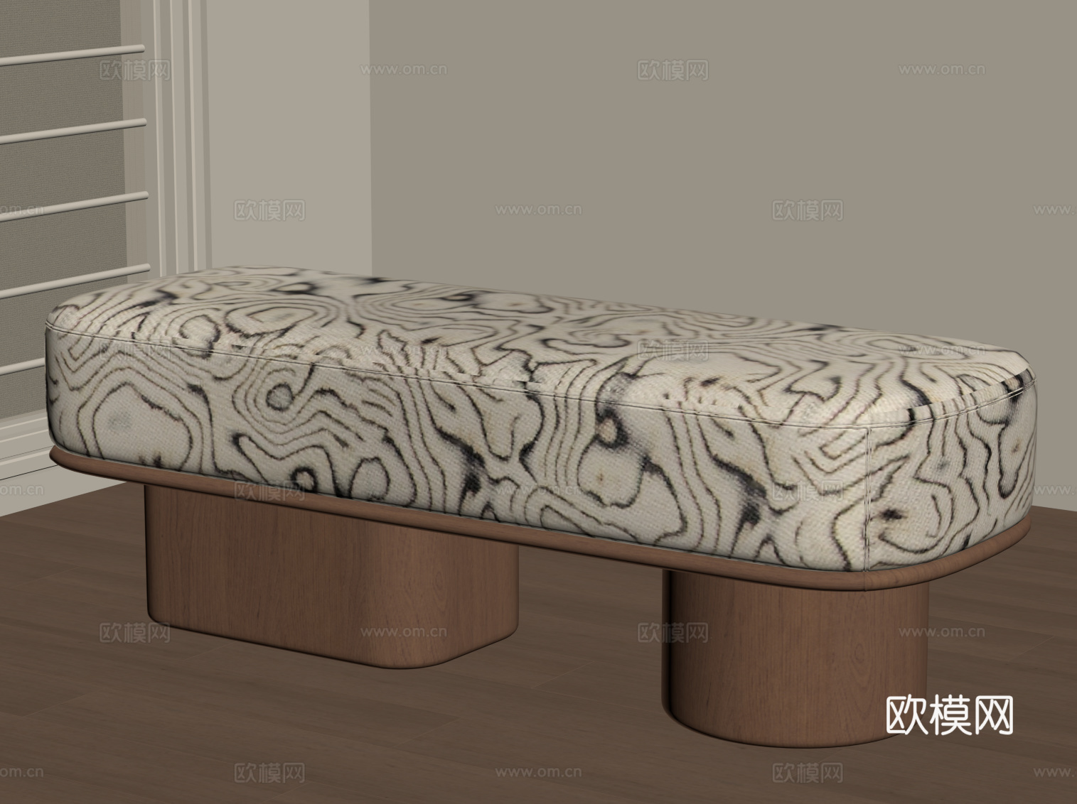 法式中古换鞋凳 床尾凳 沙发凳su模型